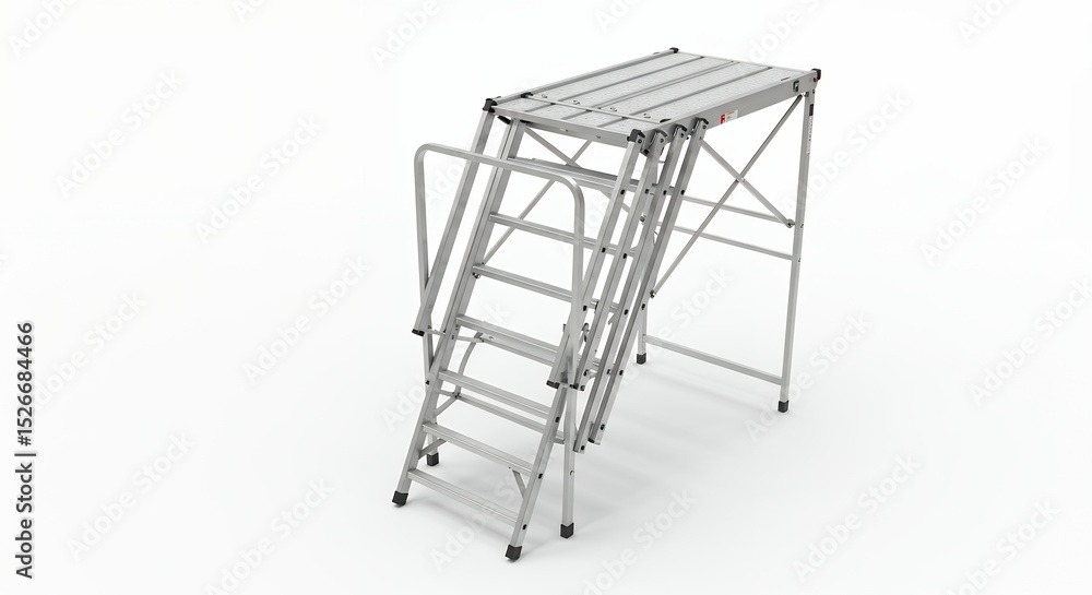 Gray metal folding platform ladder Gray metal folding platform ladder