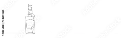 Alcohol bottle continuous one line drawing. bar beverages isolated vector.