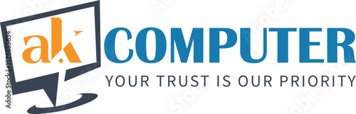 Ak computer logo showing trust and professionalism in a modern business design
