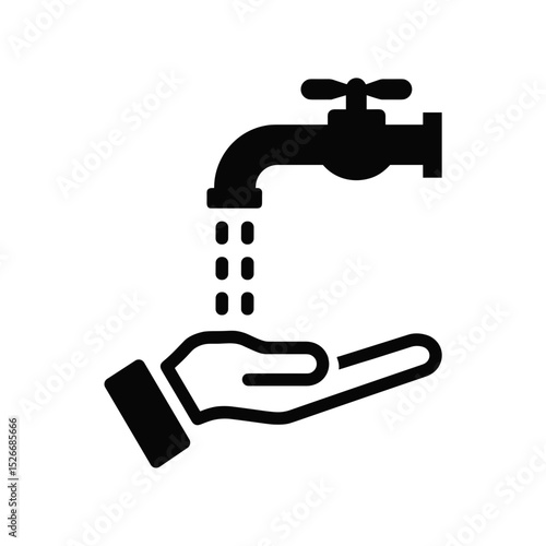 Hand receiving water from faucet, clean, hygiene concept, minimalist style