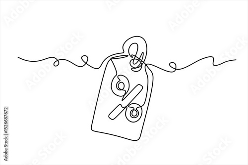 Sale label, one line art, continuous contour drawing, discount tag icon line continuous drawing vector. Hand drawn one line vector. Editable stroke	