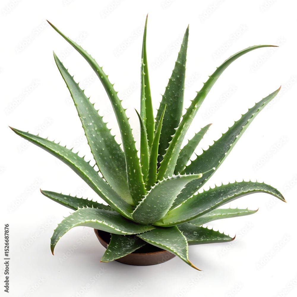 Fresh Aloe Vera Plant Isolated on White Background with High Detail Texture Fresh Aloe Vera Plant Isolated on White Background with High Detail Texture