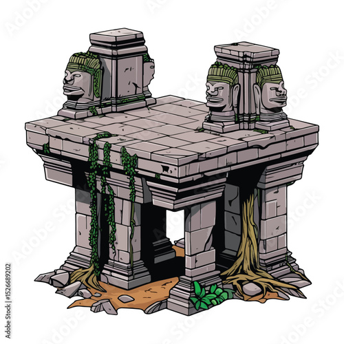 Abandoned Ancient Temple with Trees Icon Bundle