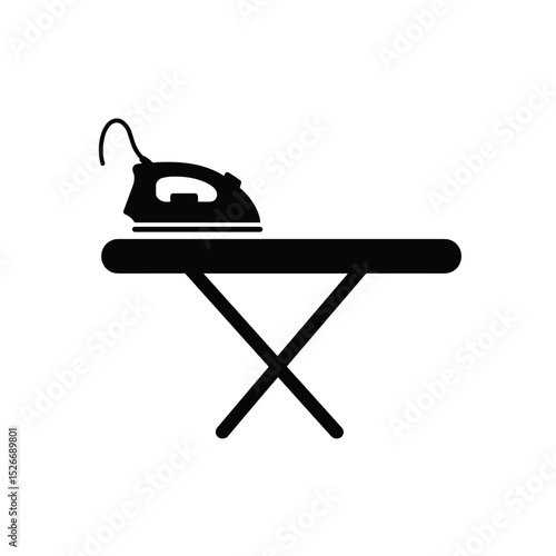 Ironing board with iron