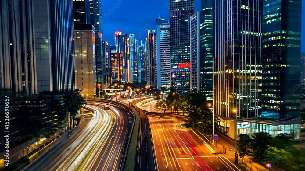 City lights, twilight traffic City lights, twilight traffic