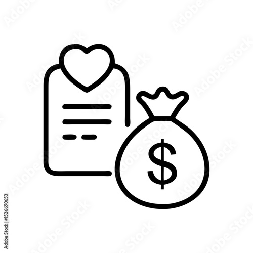 Wedding budget plan with a checklist and money bag icon  