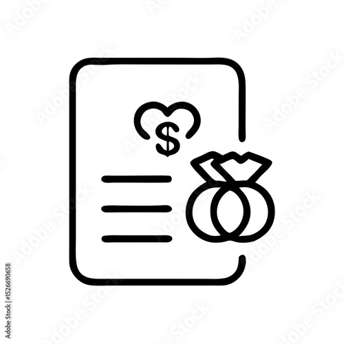 Heart and dollar sign representing marriage contract or agreement concept  