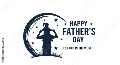Father's Day Silhouette of Dad Carrying Child on Shoulders
