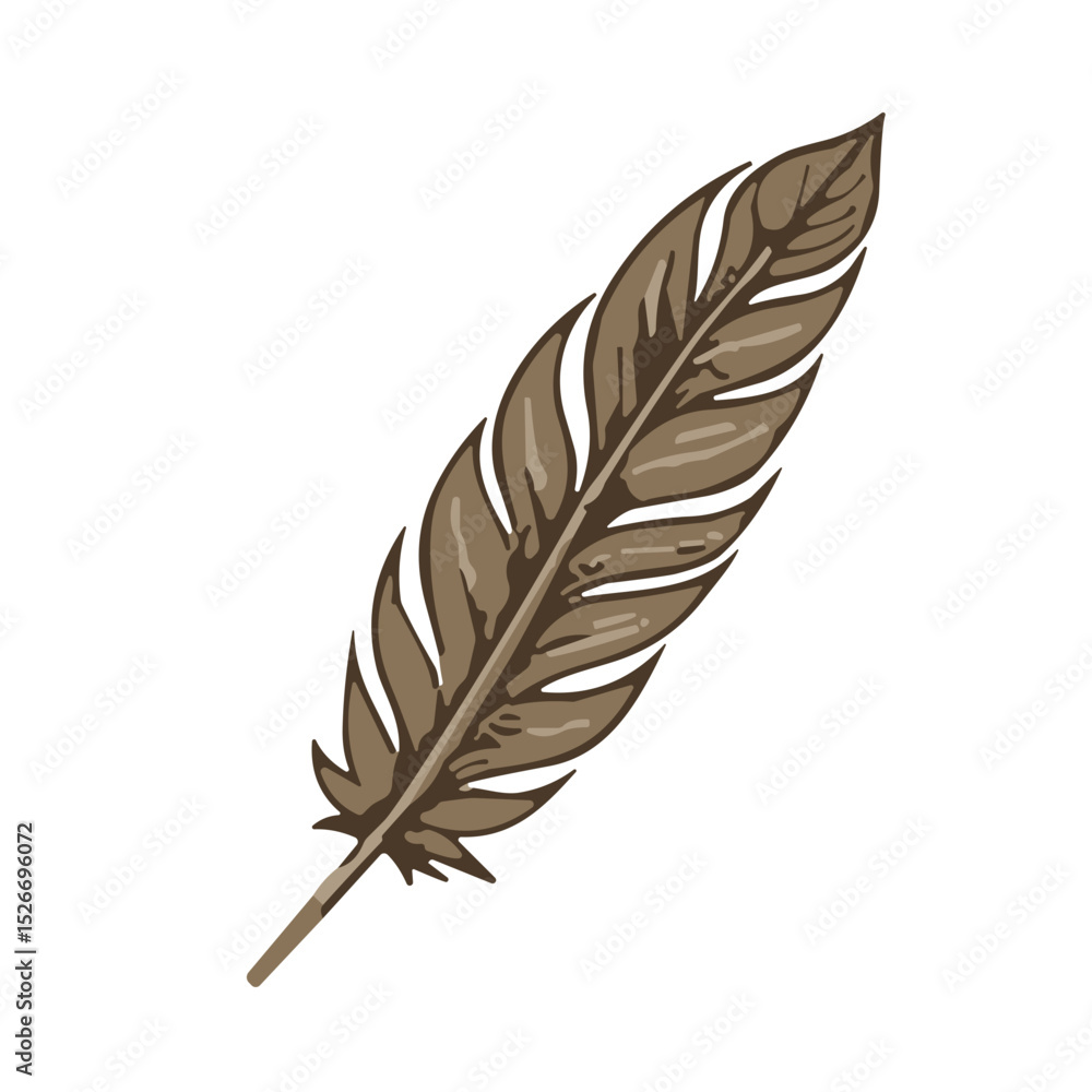 Fototapeta premium Detailed quill pen drawing in beige and brown represents creative writing