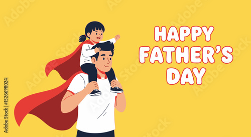 Father and Daughter Superhero Father's Day Illustration