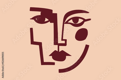 Abstract face modern cubist minimal flat vector illustration