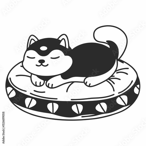 Vector cute shiba inu is lazing around
