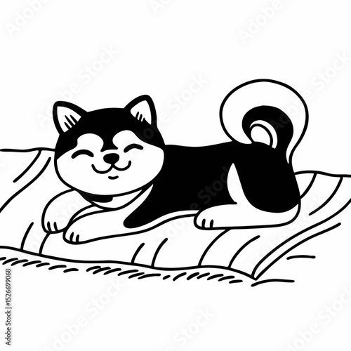 Vector cute shiba inu is lazing around
