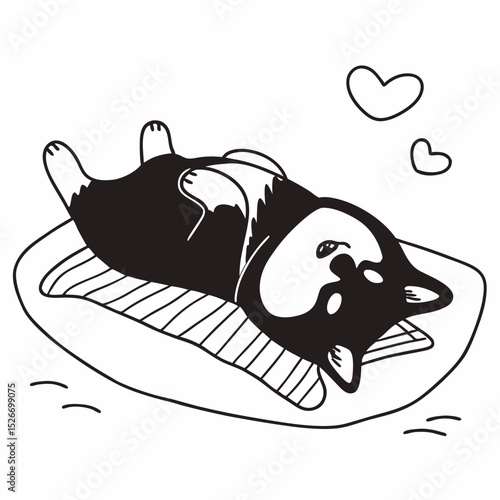Vector cute shiba inu is lazing around

