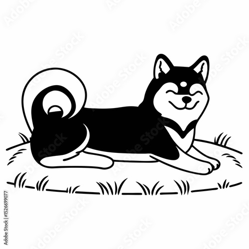 Vector cute shiba inu is lazing around
