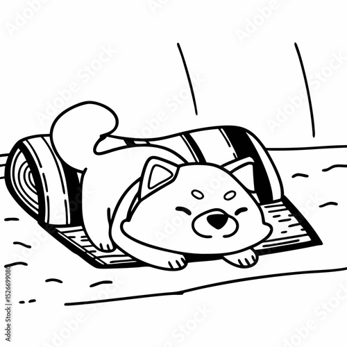 Vector cute shiba inu is lazing around
