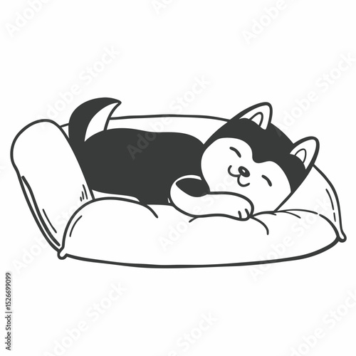 Vector cute shiba inu is lazing around

