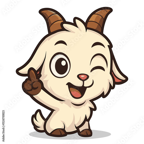 Charming goat cartoon winks 