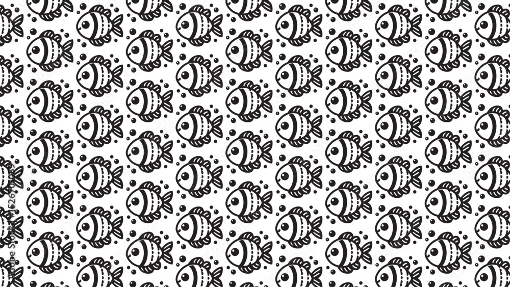 Fototapeta premium Fish black vector silhouette illustration patterns
