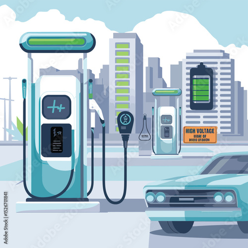vector icons to vehicle fueling and charging a gasoline pump, an electric vehicle plug hydrogen mole