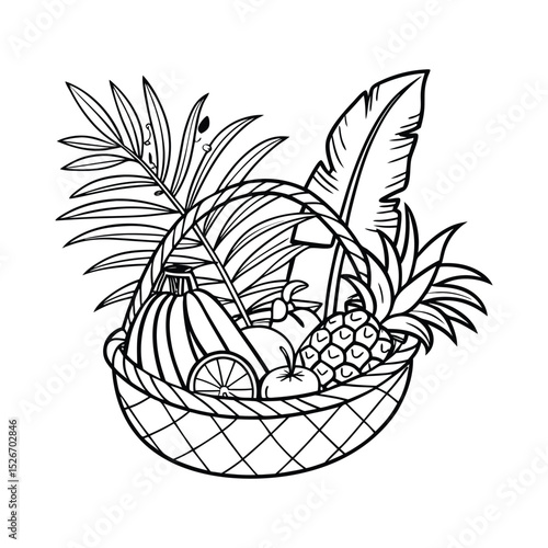 Tropical and Subtropical Fruits Coloring Book for Kids