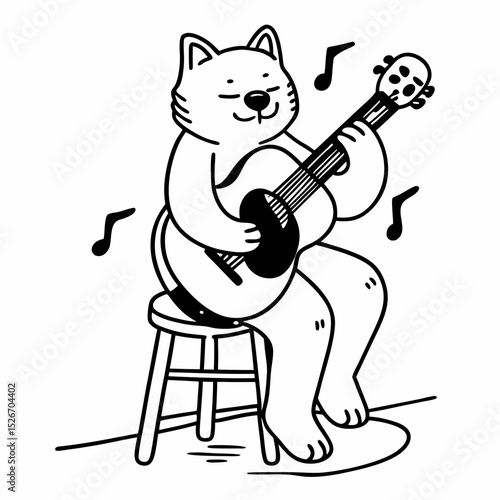 Vector cute shiba inu playing guitar
