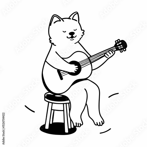 Vector cute shiba inu playing guitar

