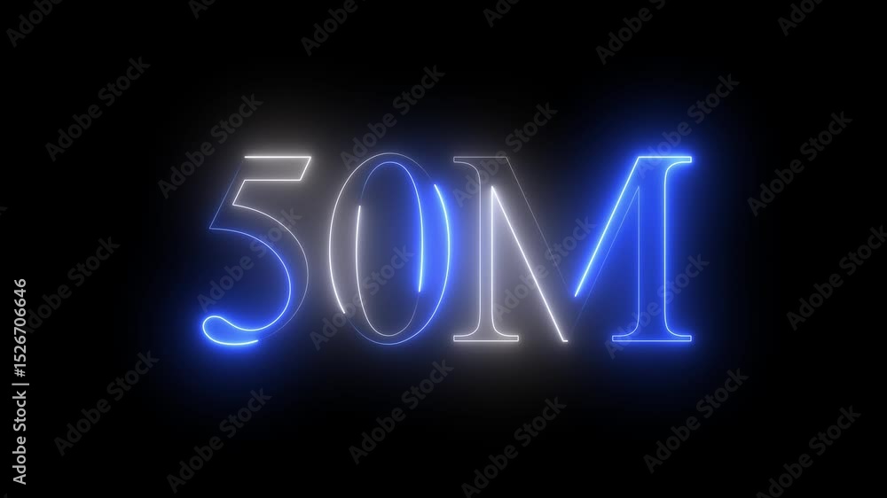 Glowing Neon Light Millions Letter Icon Animation on black background. Think you drop shadow on the Million followers numbers and 4k video. Glowing Neon Light Millions Letter Icon Animation on black background. Think you drop shadow on the Million followers numbers and 4k video.