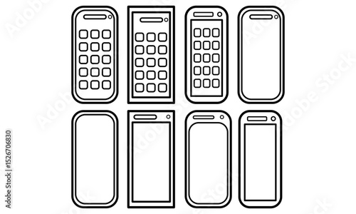 Bundle collection of several touch screen mobile phone models vectors with simple design