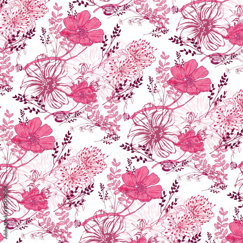 Pattern elegante estate con fiori tropicali