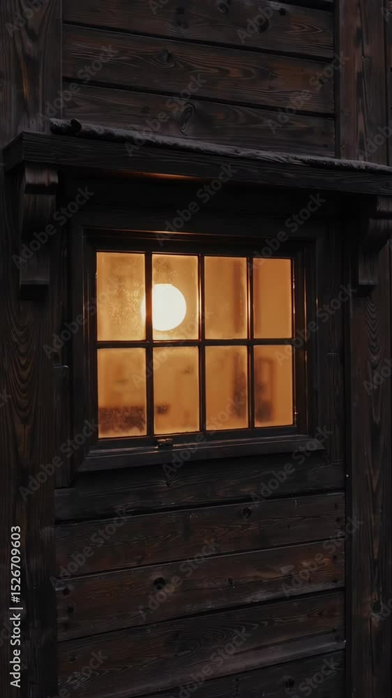 Warm light in snowy japanese village at dusk Warm light in snowy japanese village at dusk