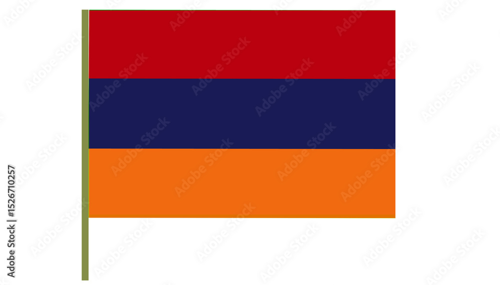 Fototapeta premium Armenia Flag, Armenia National flag has 03 colors in stripes of the same width red, blue, orange from top to bottom. Flag isolated on white background. Armenia flag.