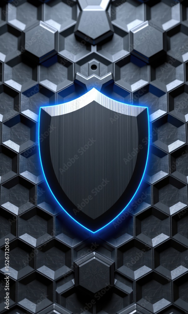 Fototapeta premium Futuristic Shield with Hexagonal Background Design