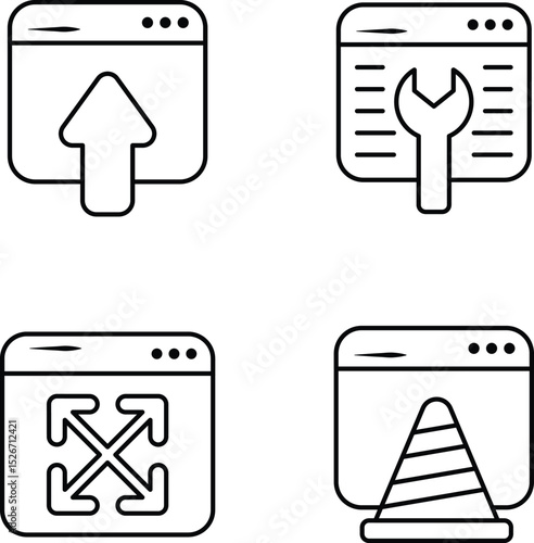 Set Of Web Development and Web Services Line Icons and Illustration Pack