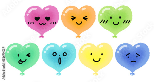 하트 풍선 표정 스티커