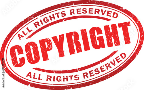 Copyright Stamp: A bold red stamp emblazoned with the words "COPYRIGHT," signifying intellectual property protection. The text "ALL RIGHTS RESERVED" encircles the main word.