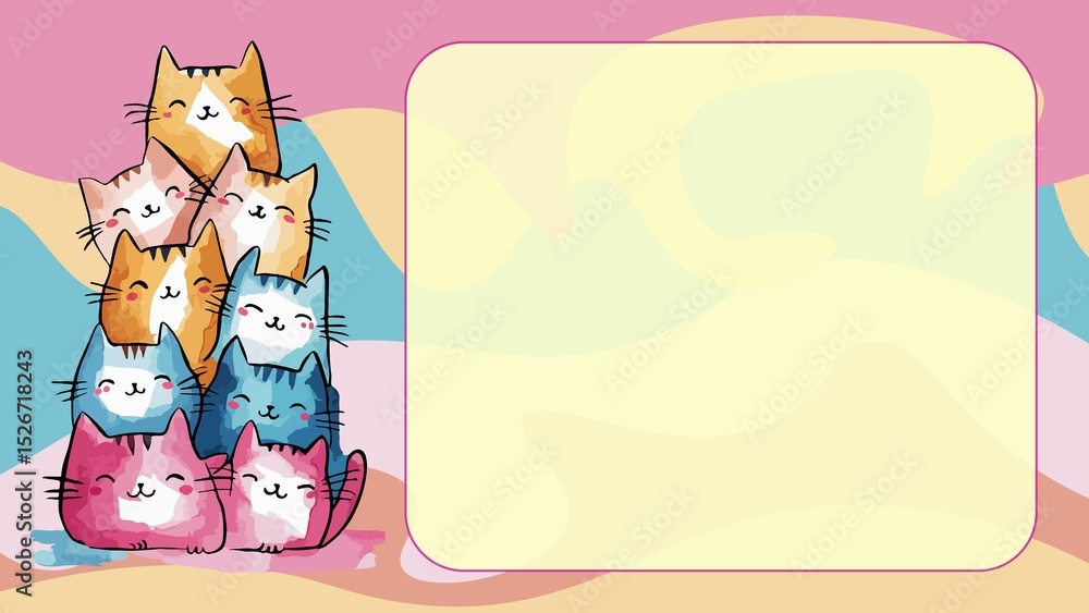 Fototapeta premium Funny frame with cats for children's text