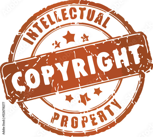 Copyright Seal Stamp: A bold, circular stamp prominently displaying the words "Copyright" and "Intellectual Property," symbolizing the importance of protection and legal rights. 