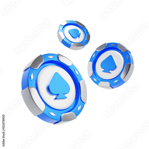 Poker chips 3d icon represents currency exchange of casino gambling.