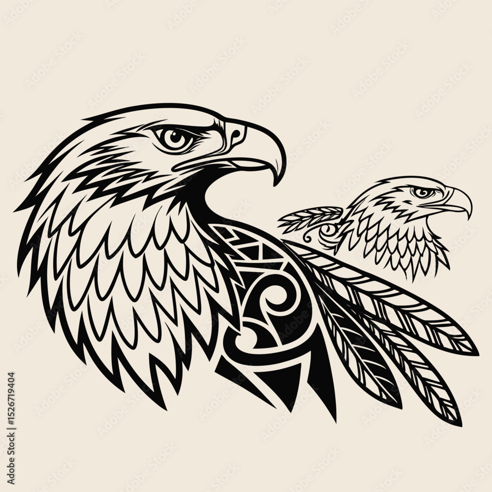 Fototapeta premium Eagle logo and tattoo silhouette design
