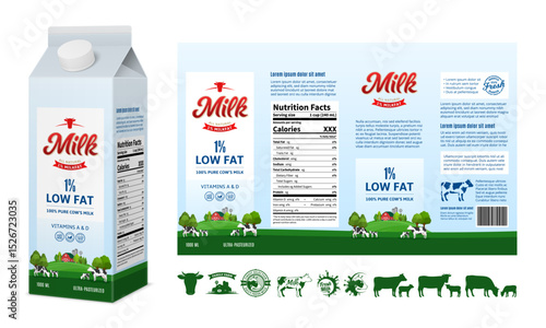 Vector milk carton packaging design