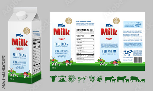 Vector milk carton packaging design