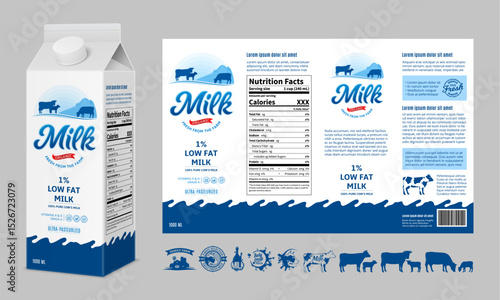 Vector milk carton packaging design