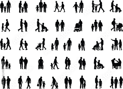 Architectural Human Silhouettes Vector Set - People for Elevation & Section Drawings