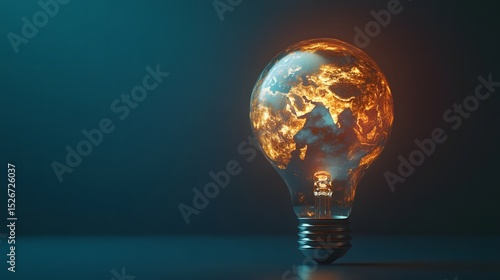 A glowing light bulb featuring a beautifully illuminated earth inside symbolizing innovation and environmental awareness