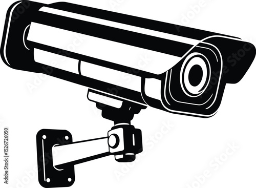  Vector Illustration of CCTV Surveillance Security Camera in Black and White