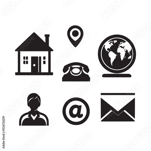 Comprehensive Contact, Global Reach, and User Profile Icons