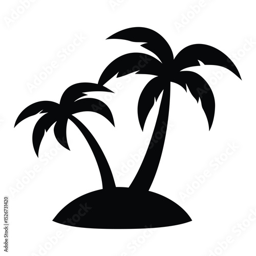 Twin palm tree silhouette: Symbolizing a tropical island paradise