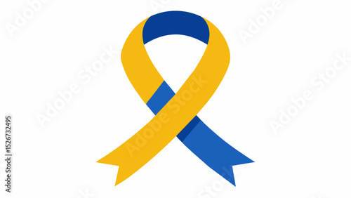 The blue and gold ribbon represents neurofibromatosis a genetic disorder that causes tumors to form on nerve tissue potentially affecting brain function and causing other health. Vector illustration