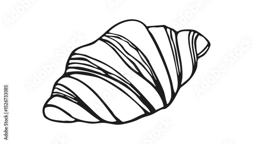 Croissant pastry drawn in line art style. Hand drawn vector illustration of french bakery isolated on white background